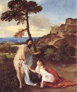 TIZIANO Vecellio Christ and Maria Magdalena painting